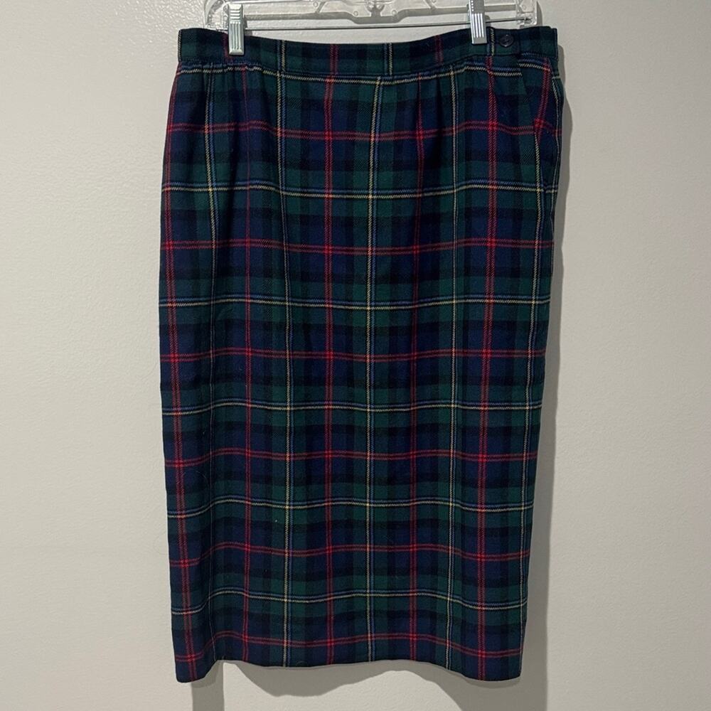 Pendleton Women's Vintage Pure Wool Plaid Skirt Made in USA Size 16
